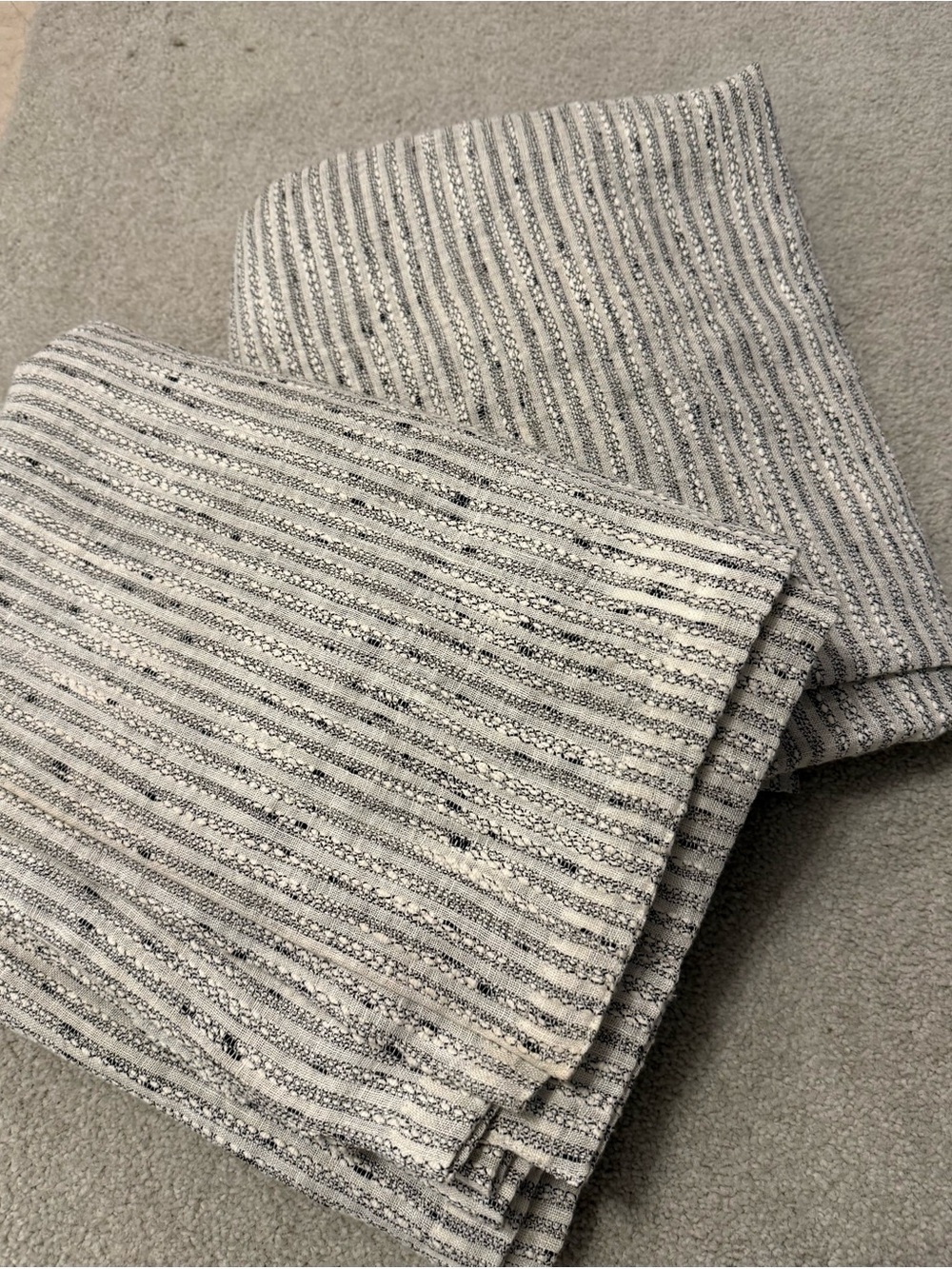 Crate&Barrel Men's White and Gray Striped Crewneck Sweater